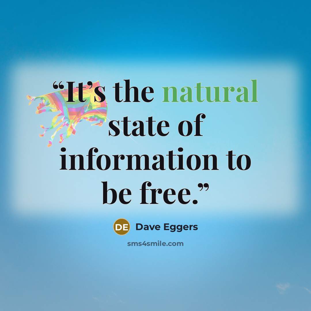 “It’s the natural state of information to be free.” quote by Dave Eggers
