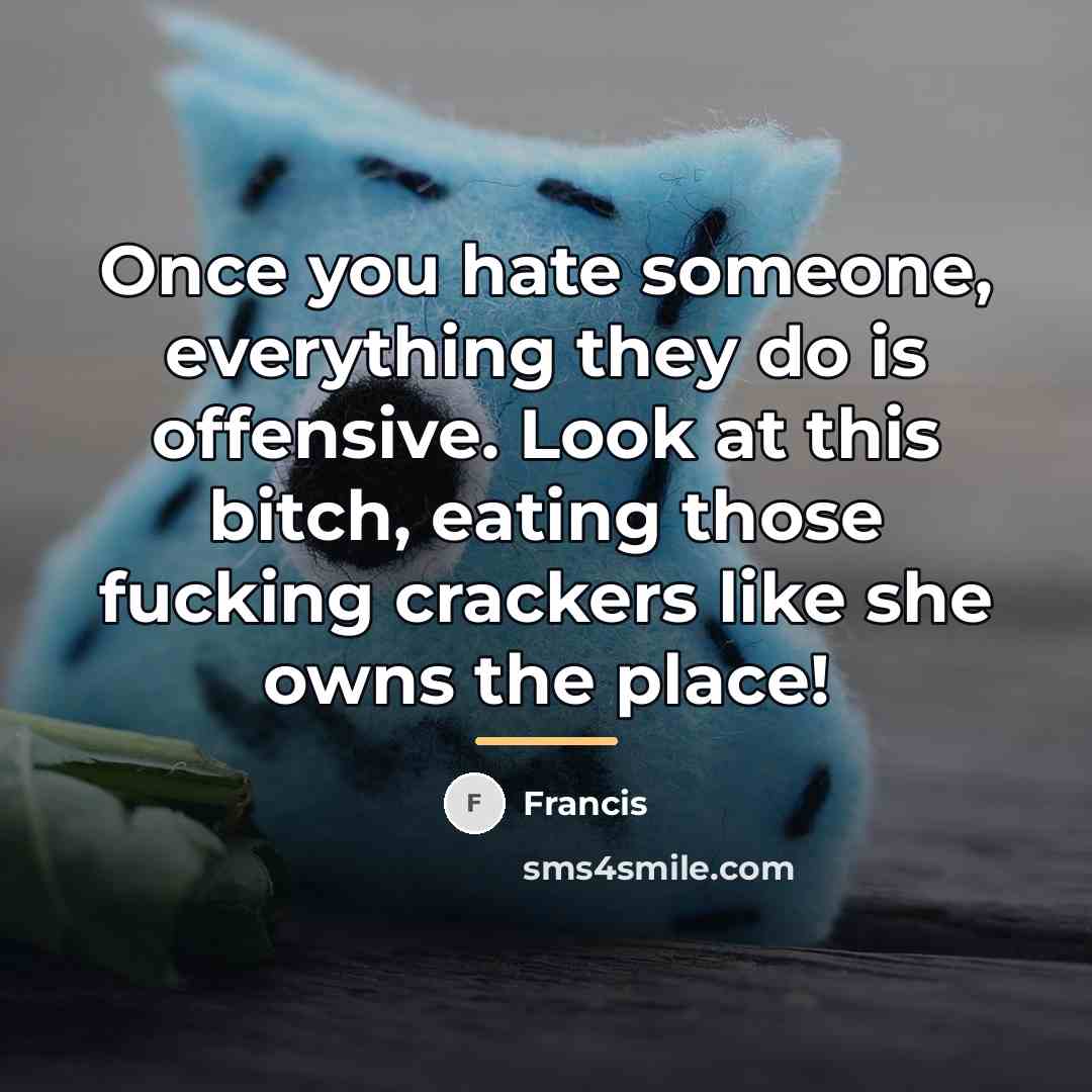 “Once you hate someone, everything they do is offensive. Look…” quote by Francis