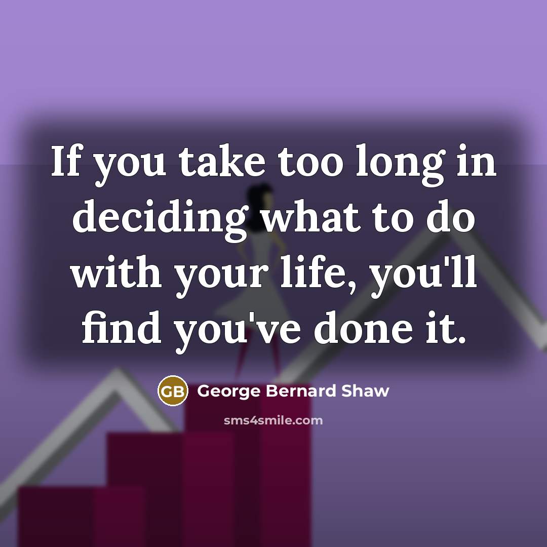 “If you take too long in deciding what to do…” quote by George Bernard Shaw