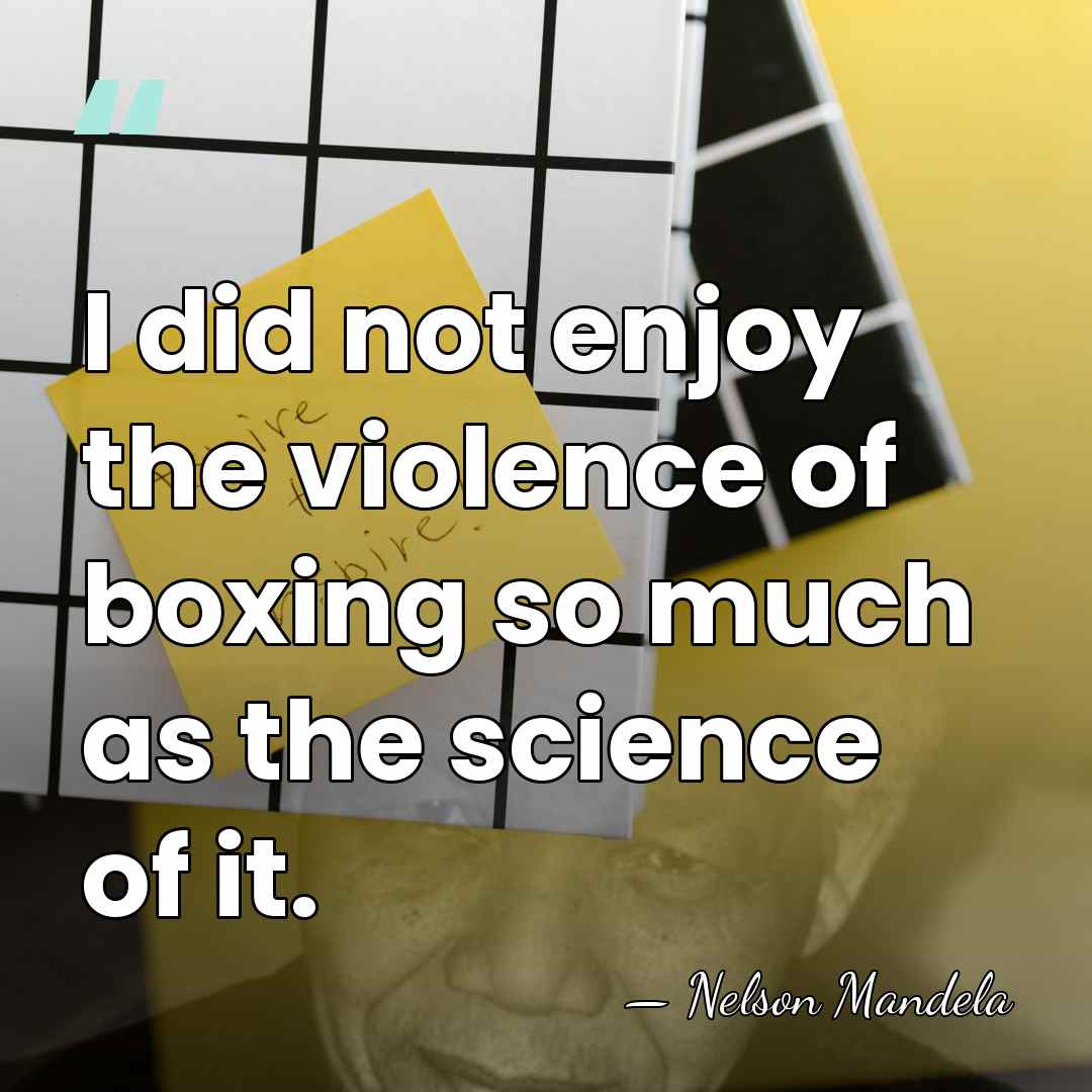 I did not enjoy the violence of boxing so much as the&hellip; - Nelson Mandela