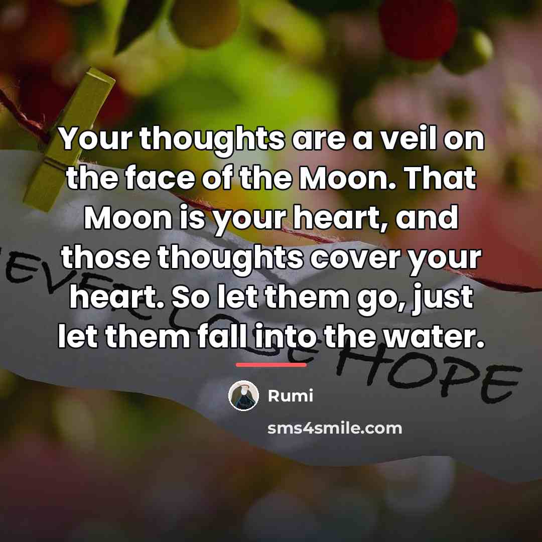 “Your thoughts are a veil on the face of the…” quote by Rumi