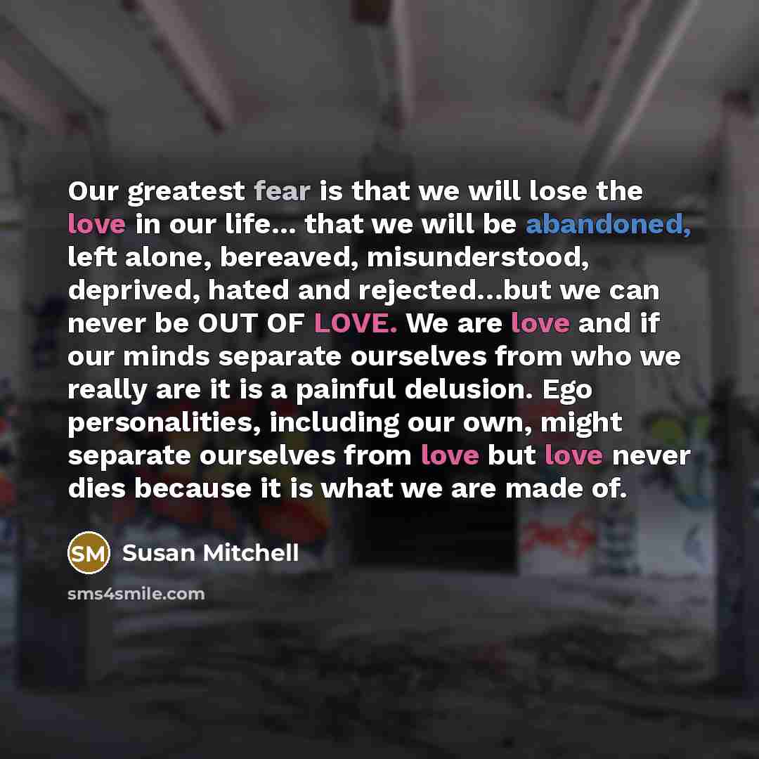 “Our greatest fear is that we will lose the love…” quote by Susan Mitchell