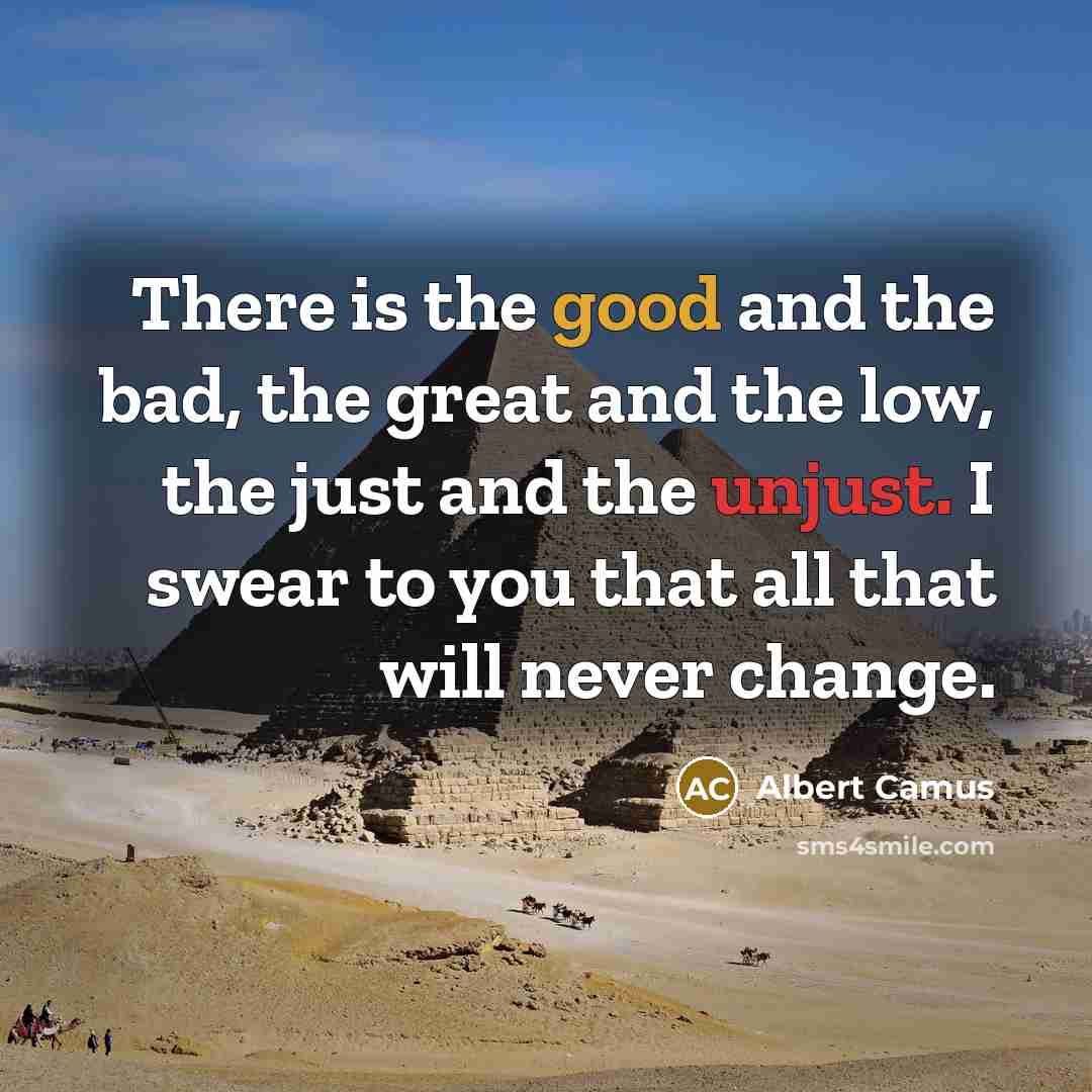 “There is the good and the bad, the great and…” quote by Albert Camus