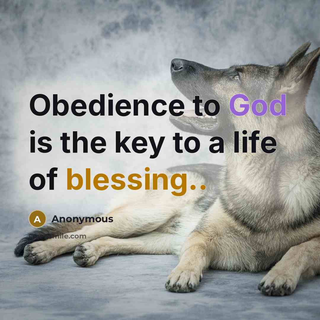 “Obedience to God is the key to a life of blessing..” quote by Anonymous