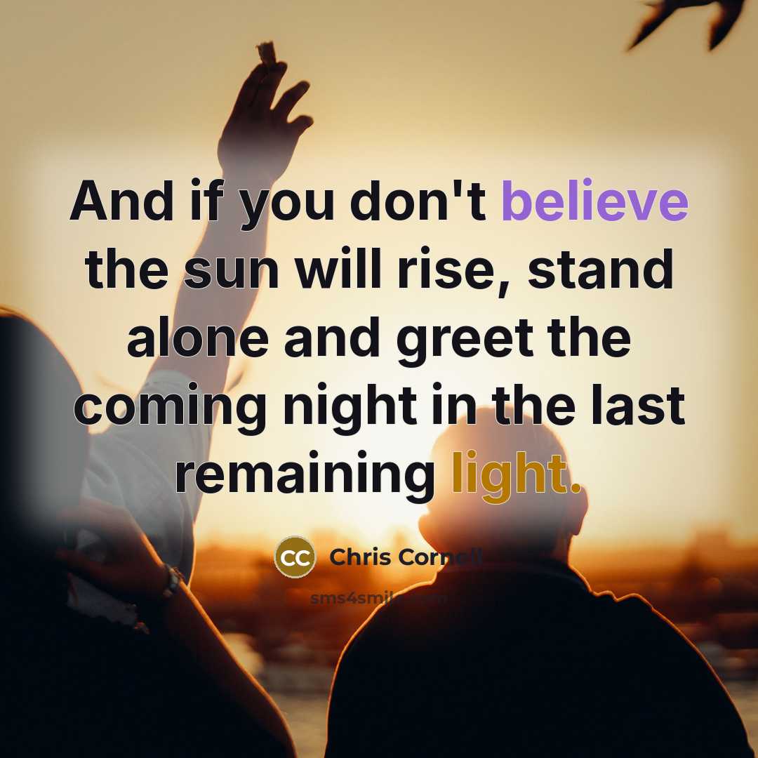 “And if you don't believe the sun will rise, stand…” quote by Chris Cornell