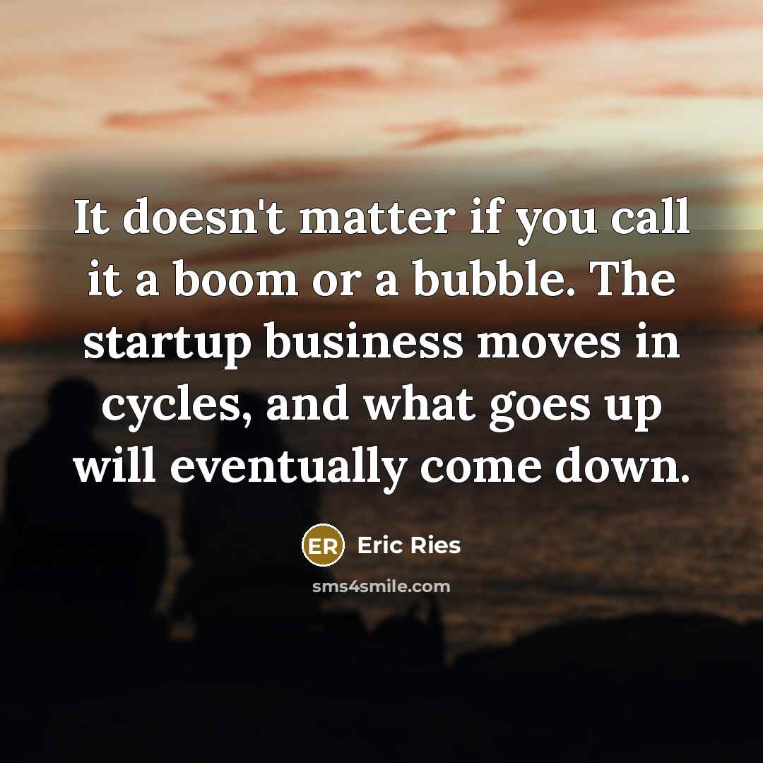 “It doesn't matter if you call it a boom or a bubble. The startup business moves in cycles, and what goes up will eventually come down.” quote by Eric Ries