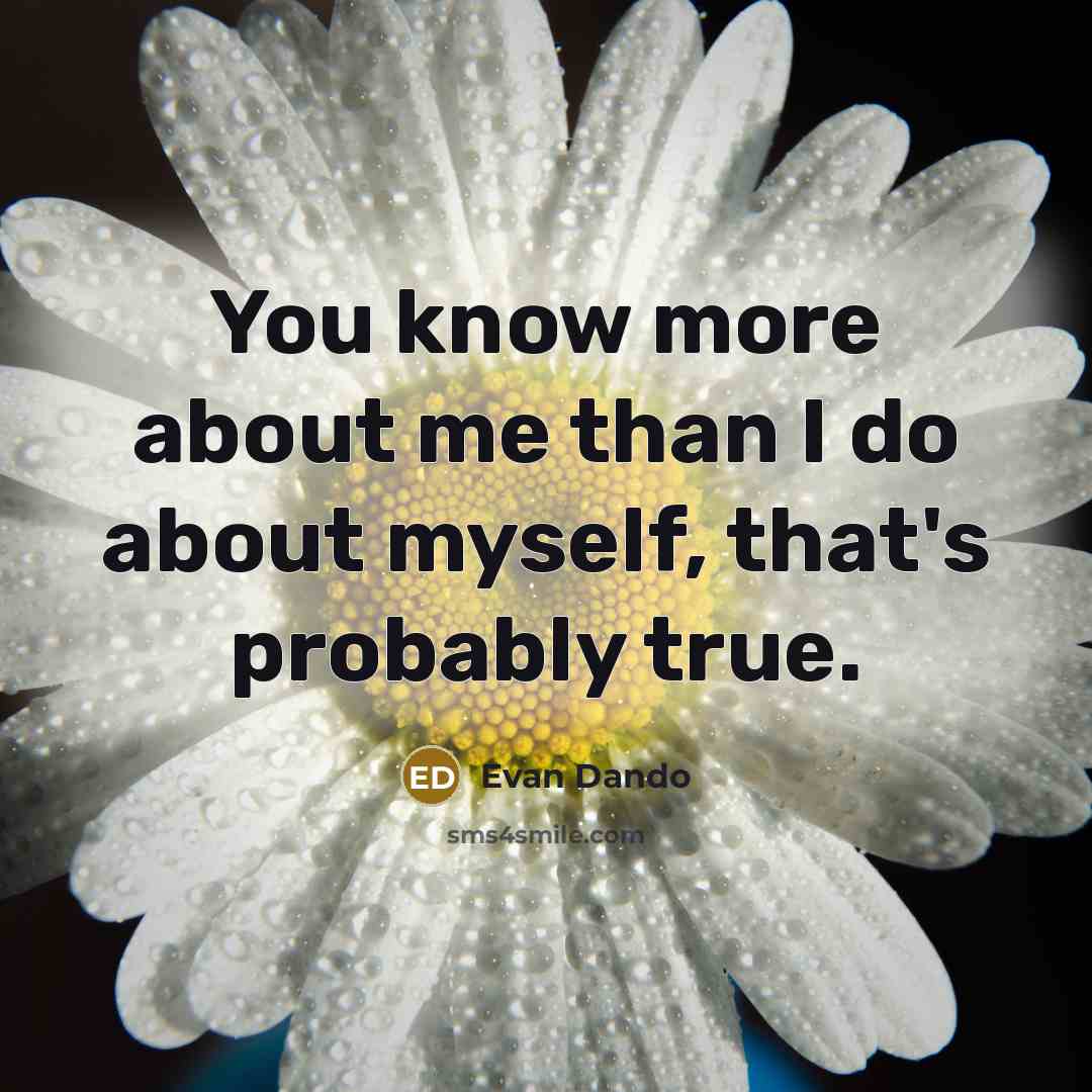 “You know more about me than I do about myself,…” quote by Evan Dando