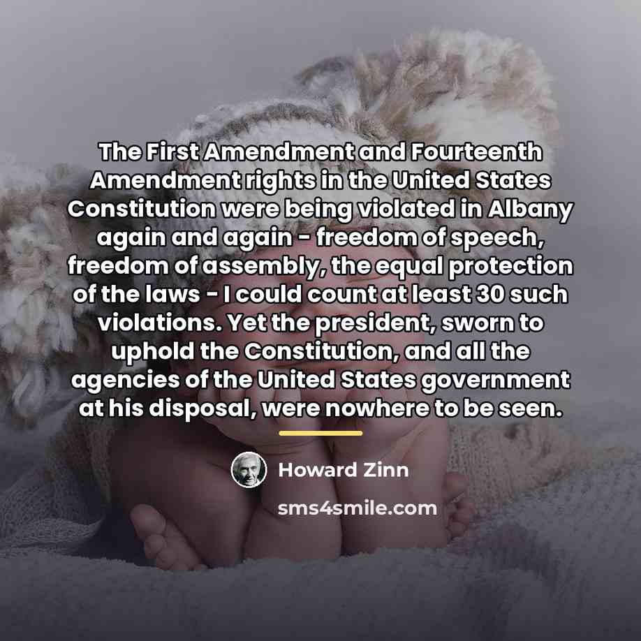 “The First Amendment and Fourteenth Amendment rights in the United…” quote by Howard Zinn