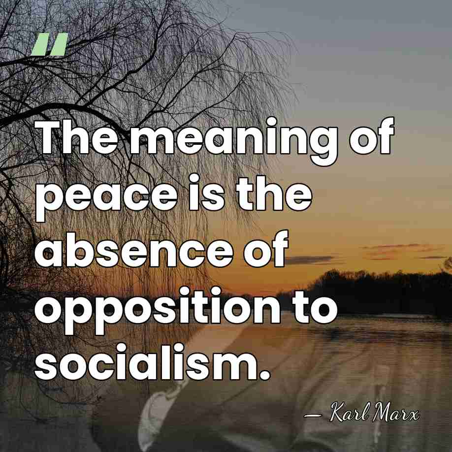The meaning of peace is the absence of opposition to socialism. - Karl Marx