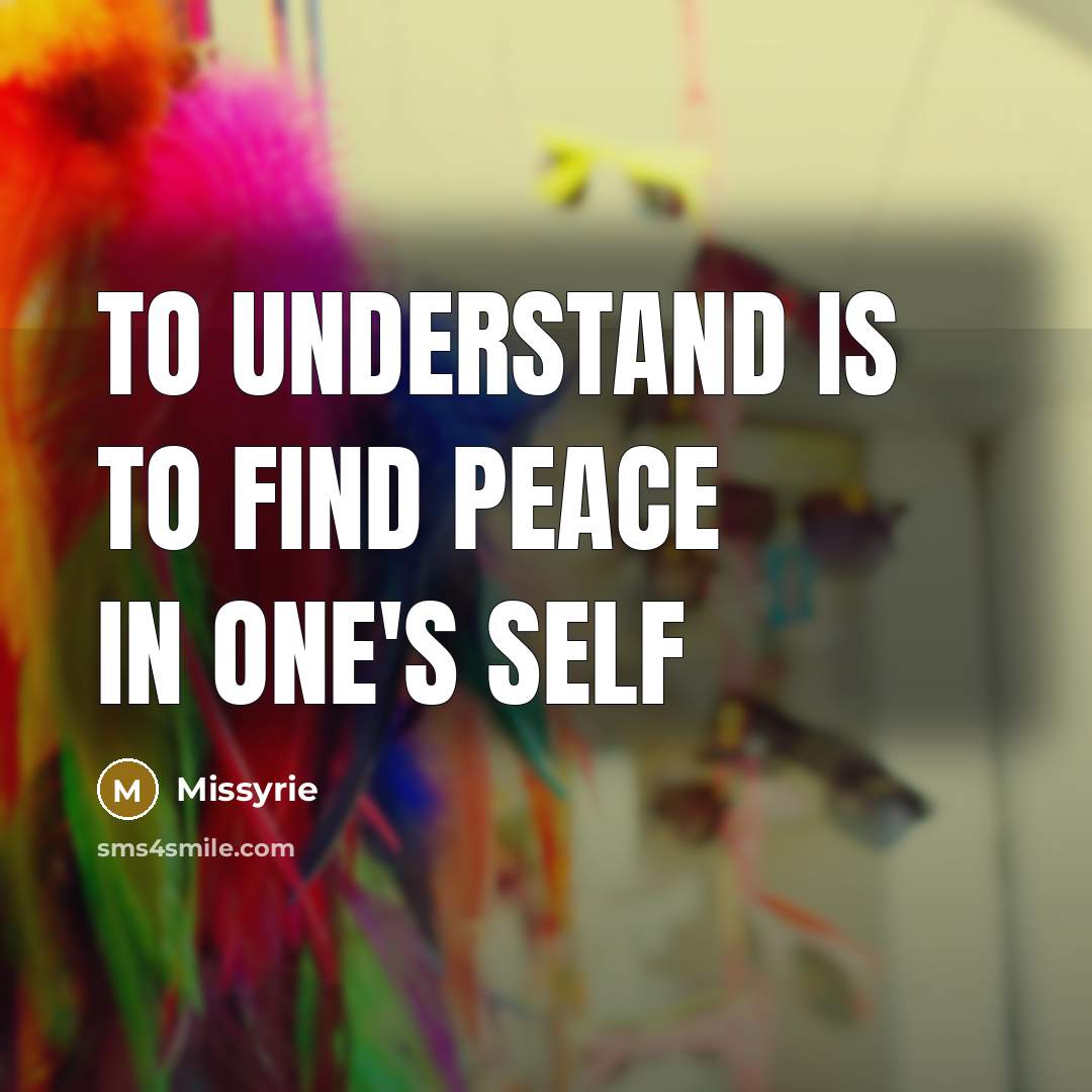 “To understand is to find peace in one's self…” quote by Missyrie