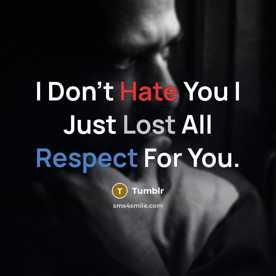 “I Don't Hate You I Just Lost All Respect For…” quote by Tumblr