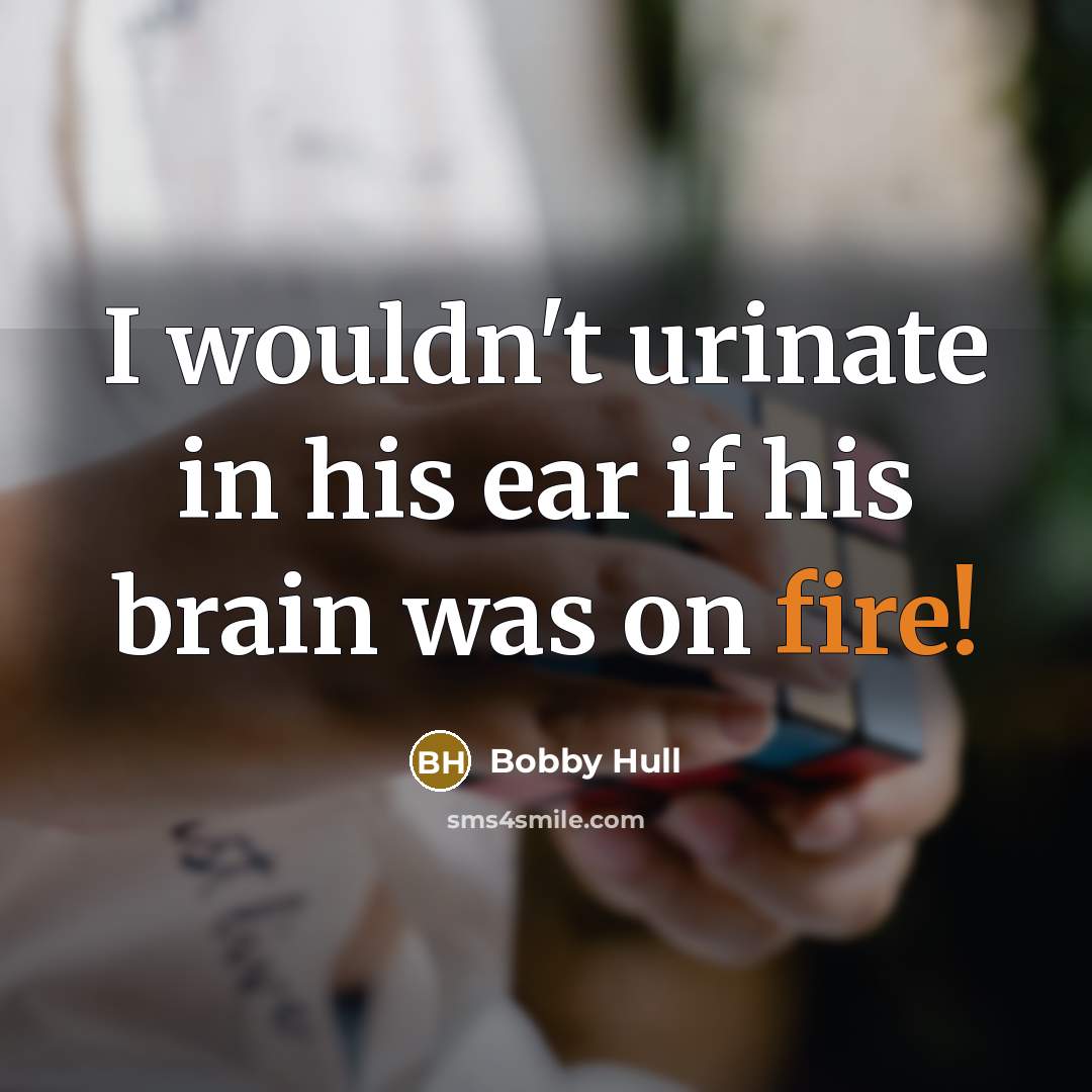 “I wouldn't urinate in his ear if his brain was…” quote by Bobby Hull