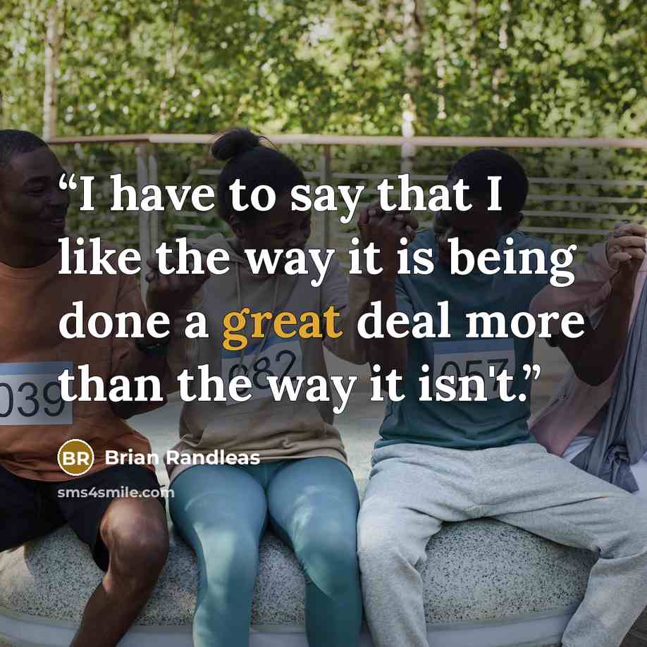 “I have to say that I like the way it is being done a great deal more than the way it isn't.” quote by Brian Randleas