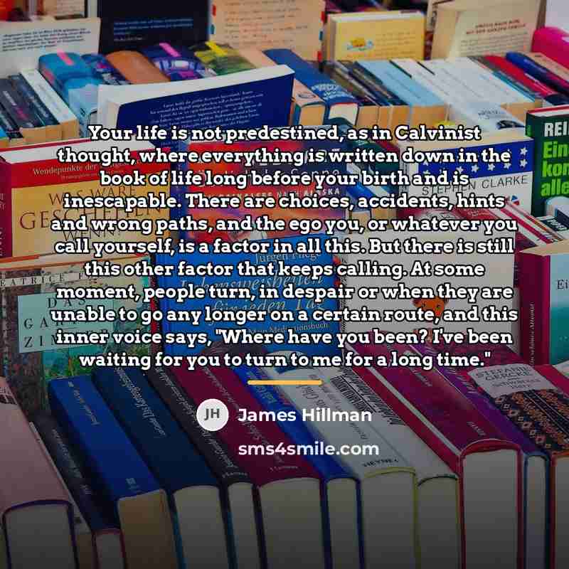 “Your life is not predestined, as in Calvinist thought, where…” quote by James Hillman