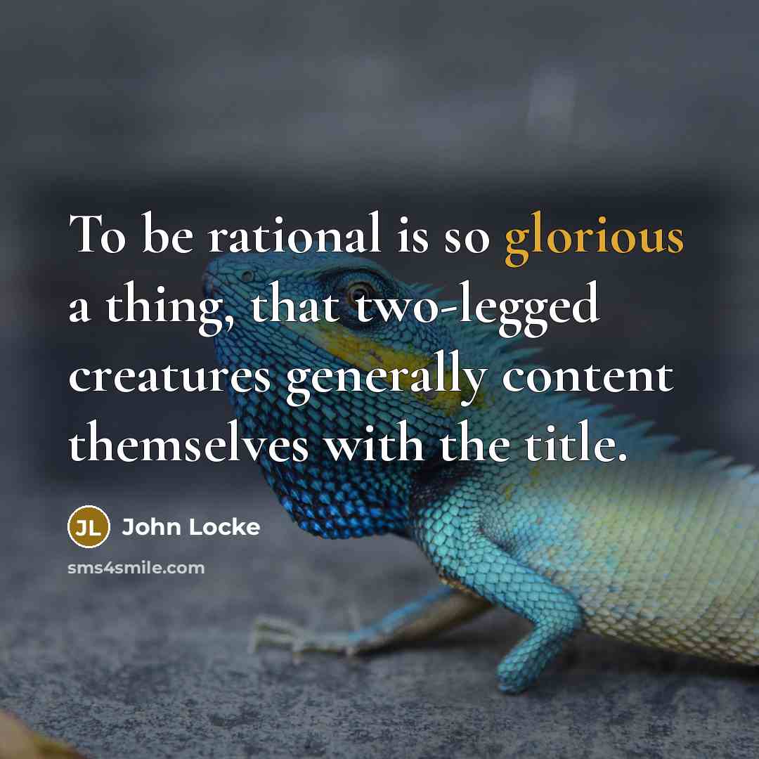 “To be rational is so glorious a thing, that two-legged creatures generally content themselves with the title.” quote by John Locke