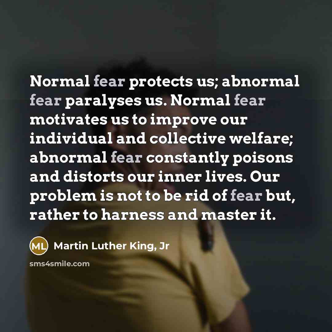 “Normal fear protects us; abnormal fear paralyses us. Normal fear…” quote by Martin Luther King, Jr