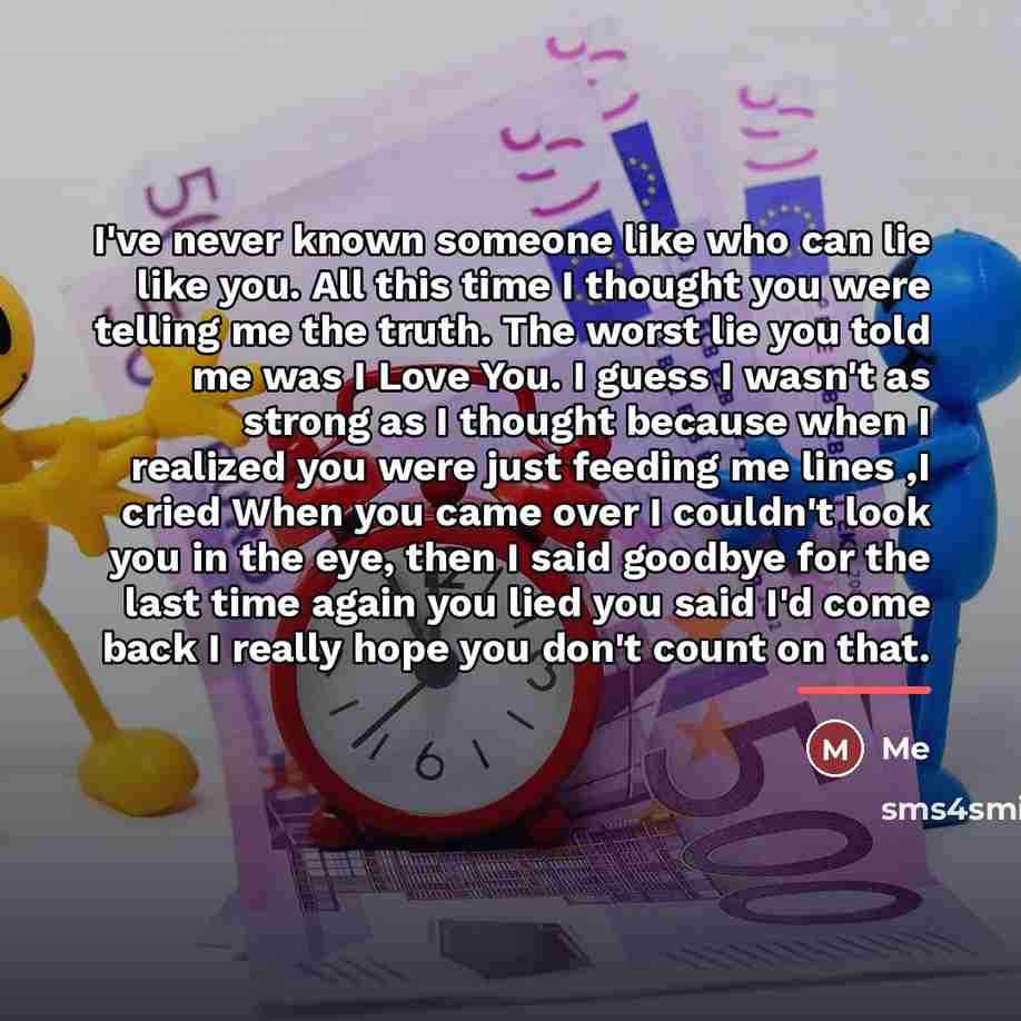 “I've never known someone like who can lie like you.…” quote by Me