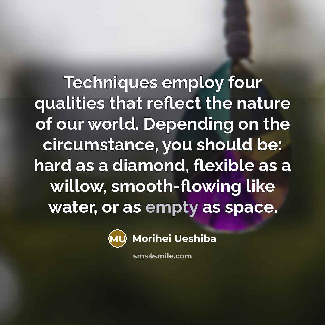 “Techniques employ four qualities that reflect the nature of our…” quote by Morihei Ueshiba