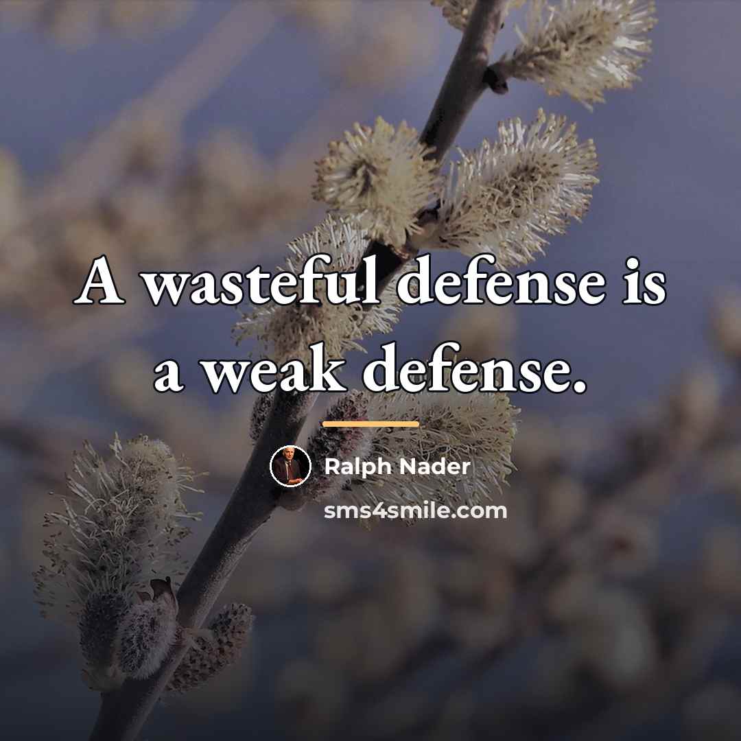 “A wasteful defense is a weak defense.…” quote by Ralph Nader