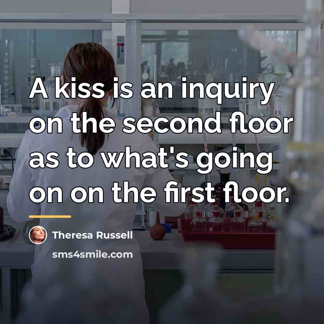 “A kiss is an inquiry on the second floor as…” quote by Theresa Russell
