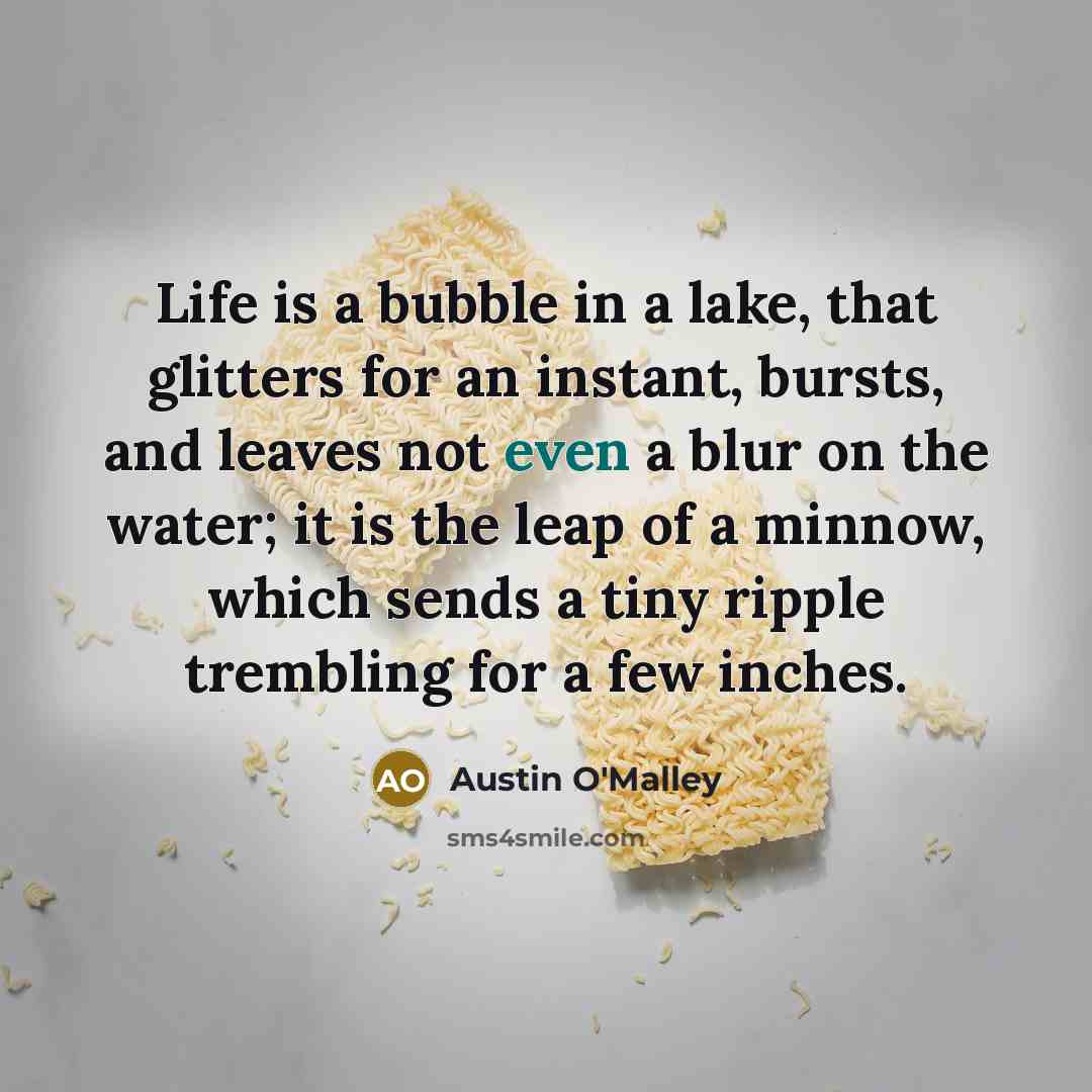 “Life is a bubble in a lake, that glitters for…” quote by Austin O'Malley