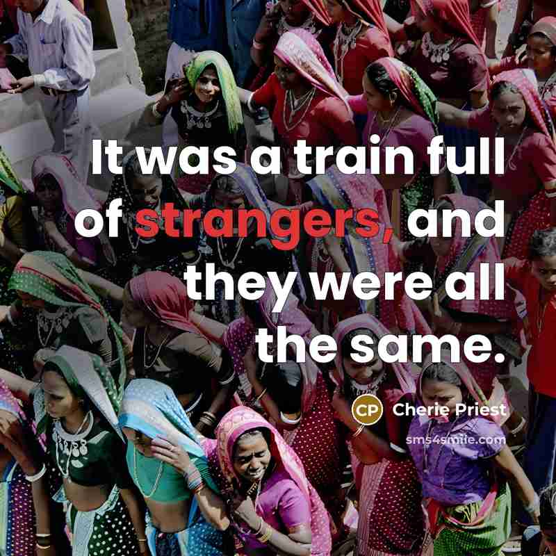 “It was a train full of strangers, and they were…” quote by Cherie Priest