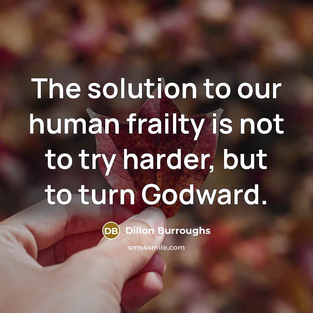 “The solution to our human frailty is not to try…” quote by Dillon Burroughs