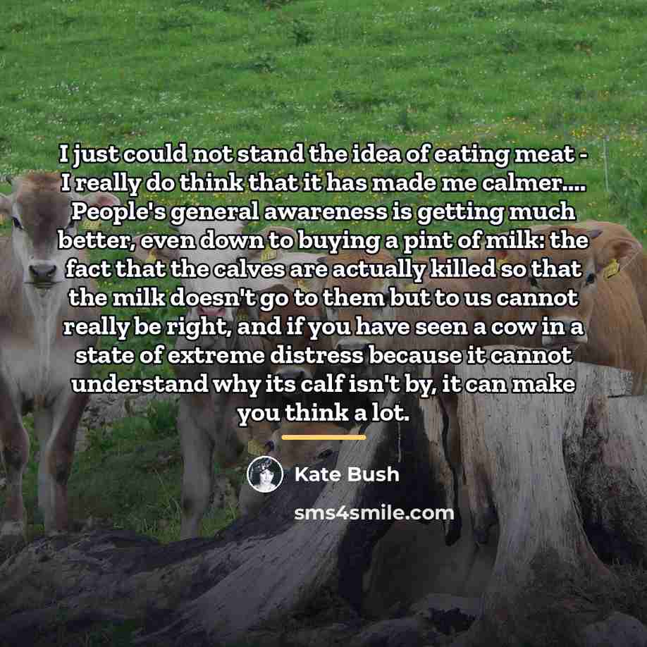 “I just could not stand the idea of eating meat…” quote by Kate Bush