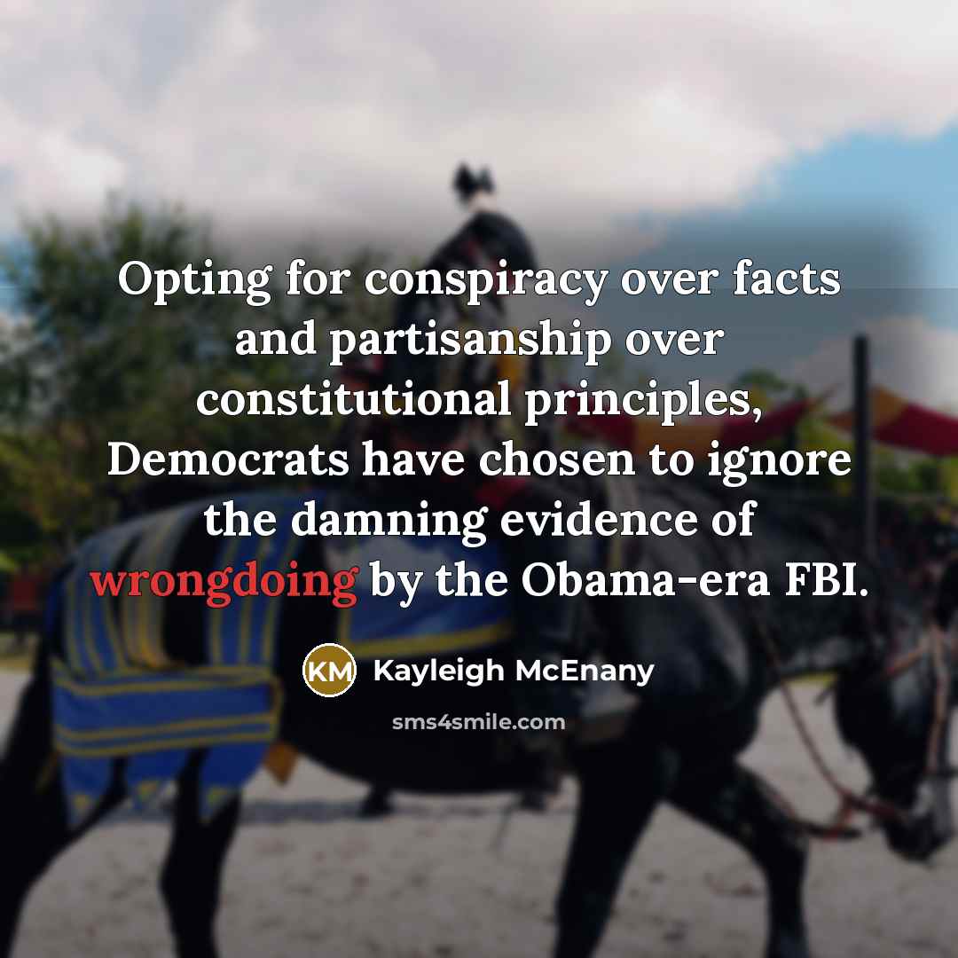 “Opting for conspiracy over facts and partisanship over constitutional principles,…” quote by Kayleigh McEnany