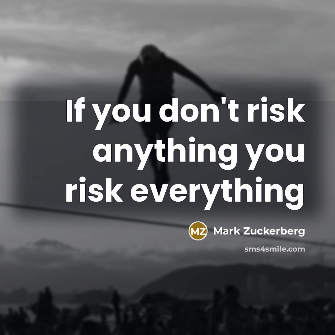 “If you don't risk anything you risk everything…” quote by Mark Zuckerberg