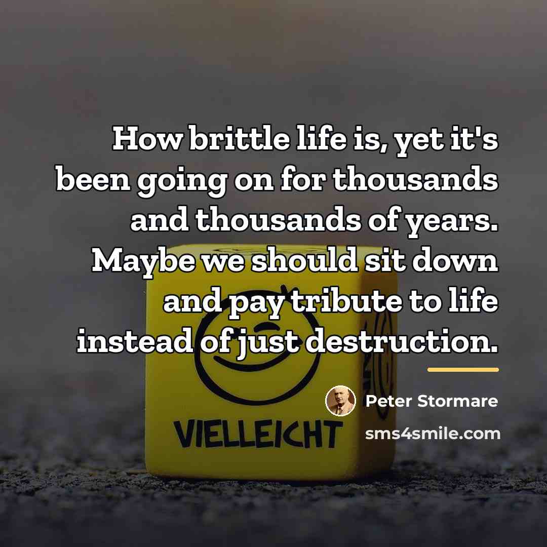 “How brittle life is, yet it's been going on for…” quote by Peter Stormare