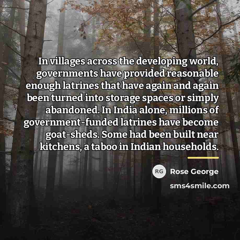 “In villages across the developing world, governments have provided reasonable…” quote by Rose George