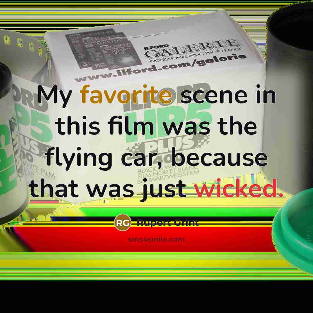 “My favorite scene in this film was the flying car,…” quote by Rupert Grint