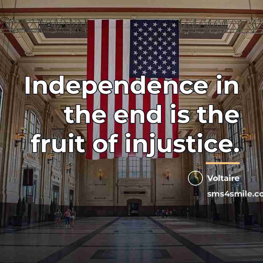 “Independence in the end is the fruit of injustice.…” quote by Voltaire