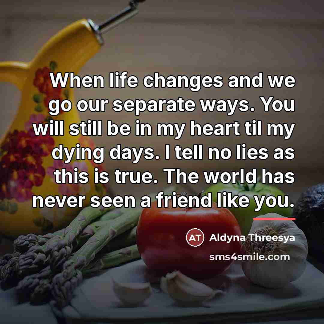 “When life changes and we go our separate ways. You…” quote by Aldyna Threesya