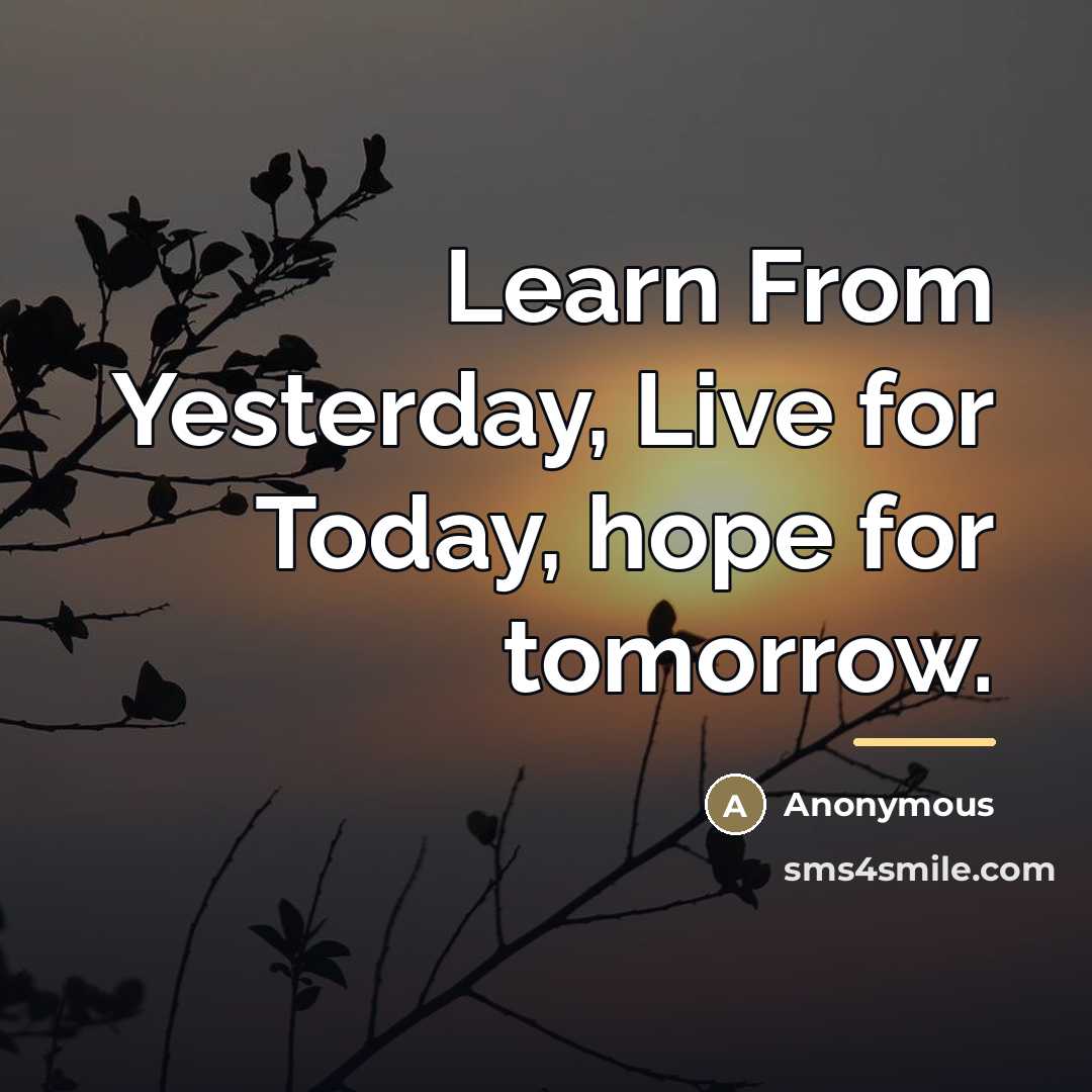 “Learn From Yesterday, Live for Today, hope for tomorrow.…” quote by Anonymous