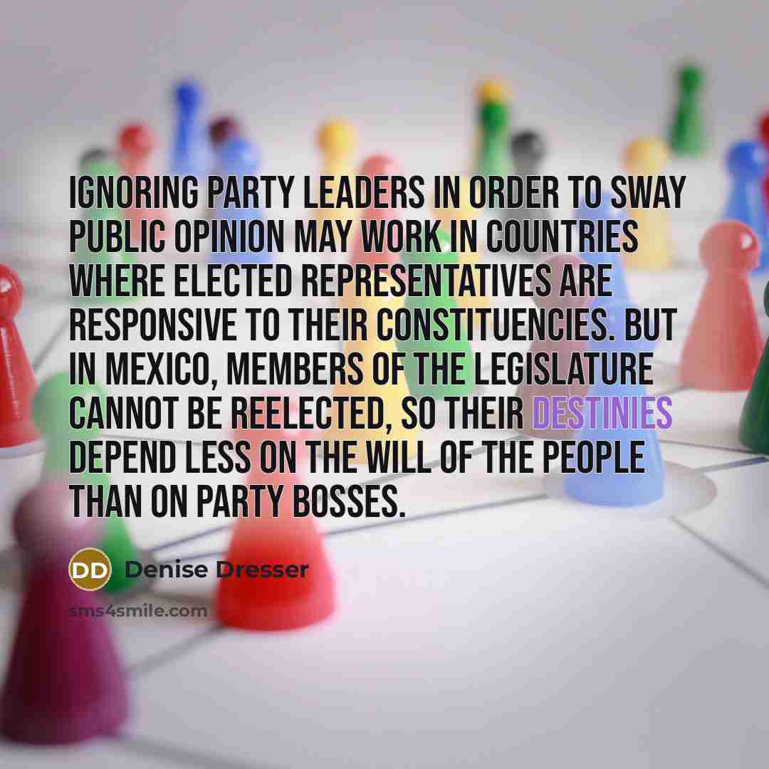 “Ignoring party leaders in order to sway public opinion may…” quote by Denise Dresser
