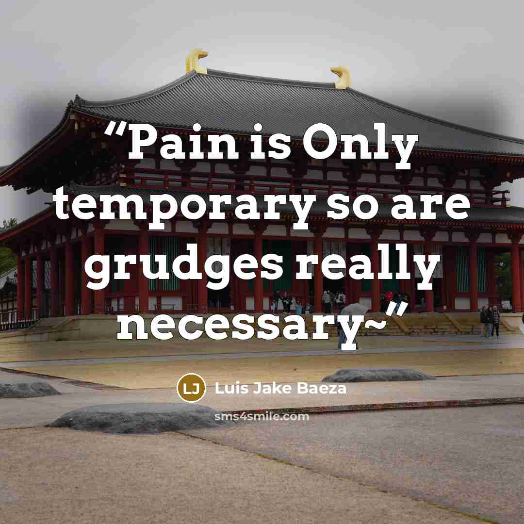 “Pain is Only temporary so are grudges really necessary~” quote by Luis Jake Baeza