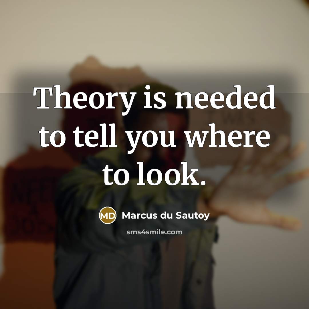 “Theory is needed to tell you where to look.…” quote by Marcus du Sautoy