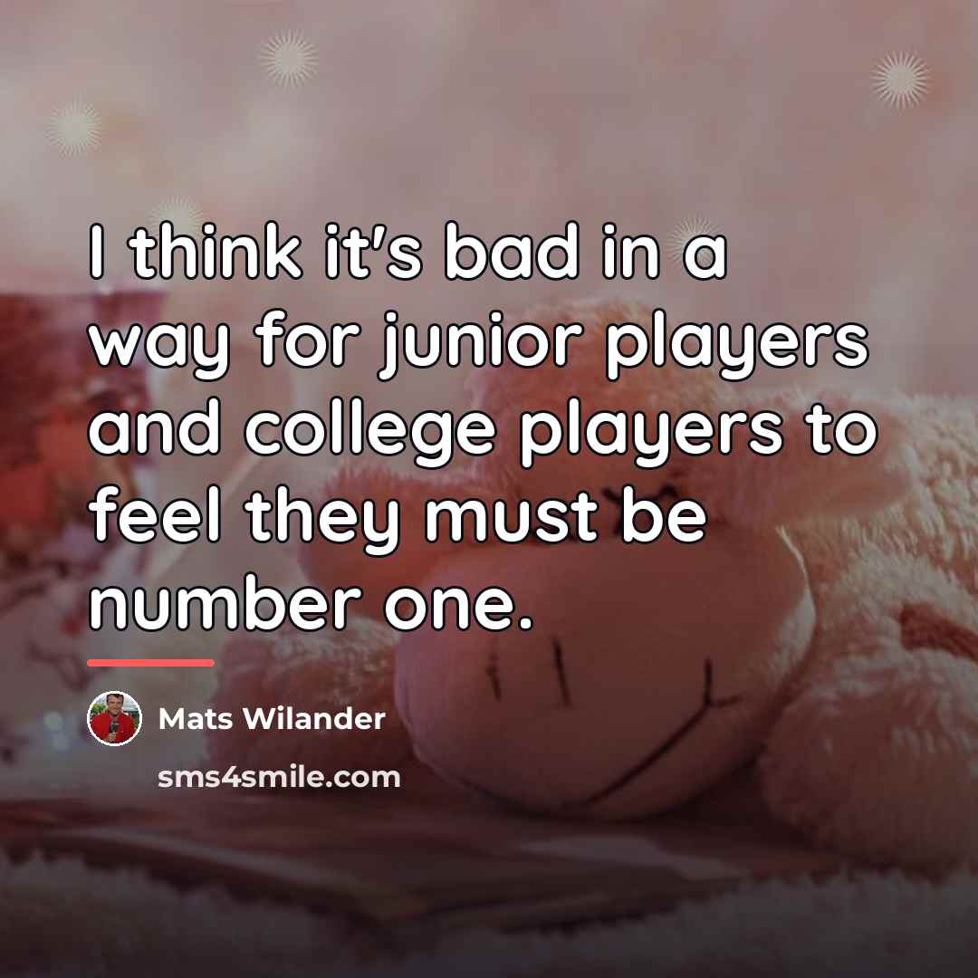 “I think it's bad in a way for junior players…” quote by Mats Wilander