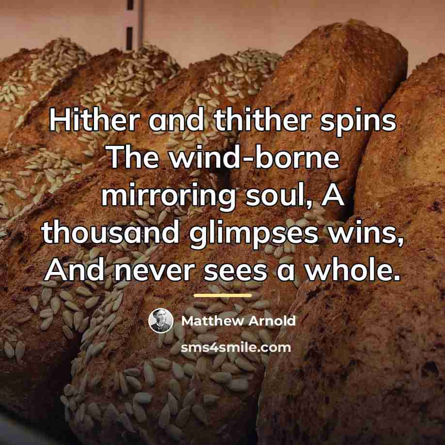 “Hither and thither spins The wind-borne mirroring soul, A thousand…” quote by Matthew Arnold