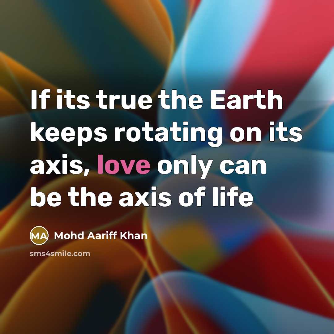 “If its true the Earth keeps rotating on its axis,…” quote by Mohd Aariff Khan