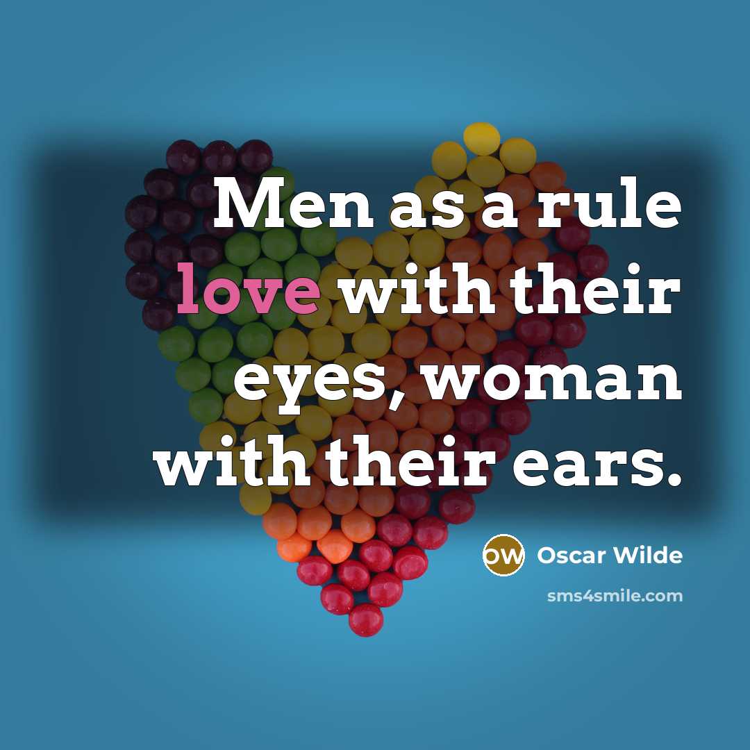 “Men as a rule love with their eyes, woman with…” quote by Oscar Wilde