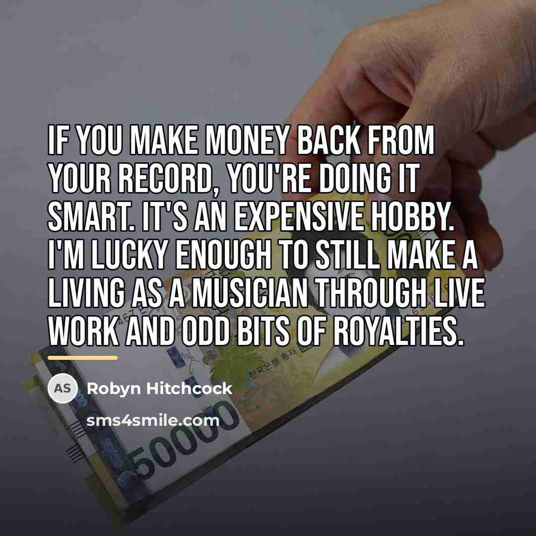 “If you make money back from your record, you're doing…” quote by Robyn Hitchcock