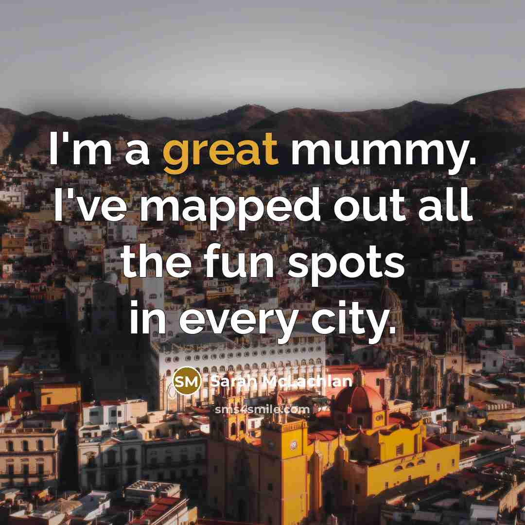 “I'm a great mummy. I've mapped out all the fun…” quote by Sarah McLachlan
