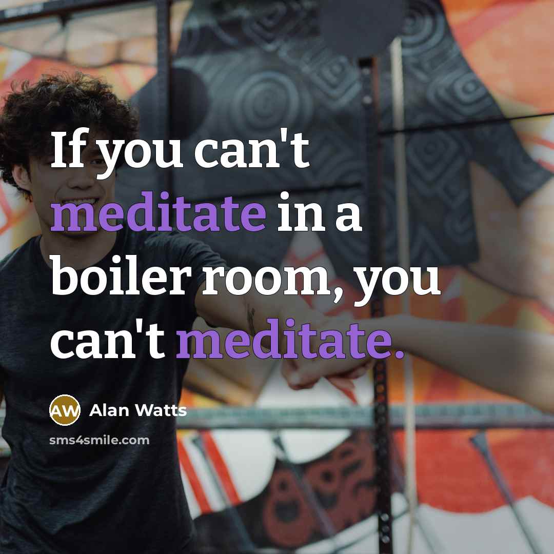 “If you can't meditate in a boiler room, you can't…” quote by Alan Watts
