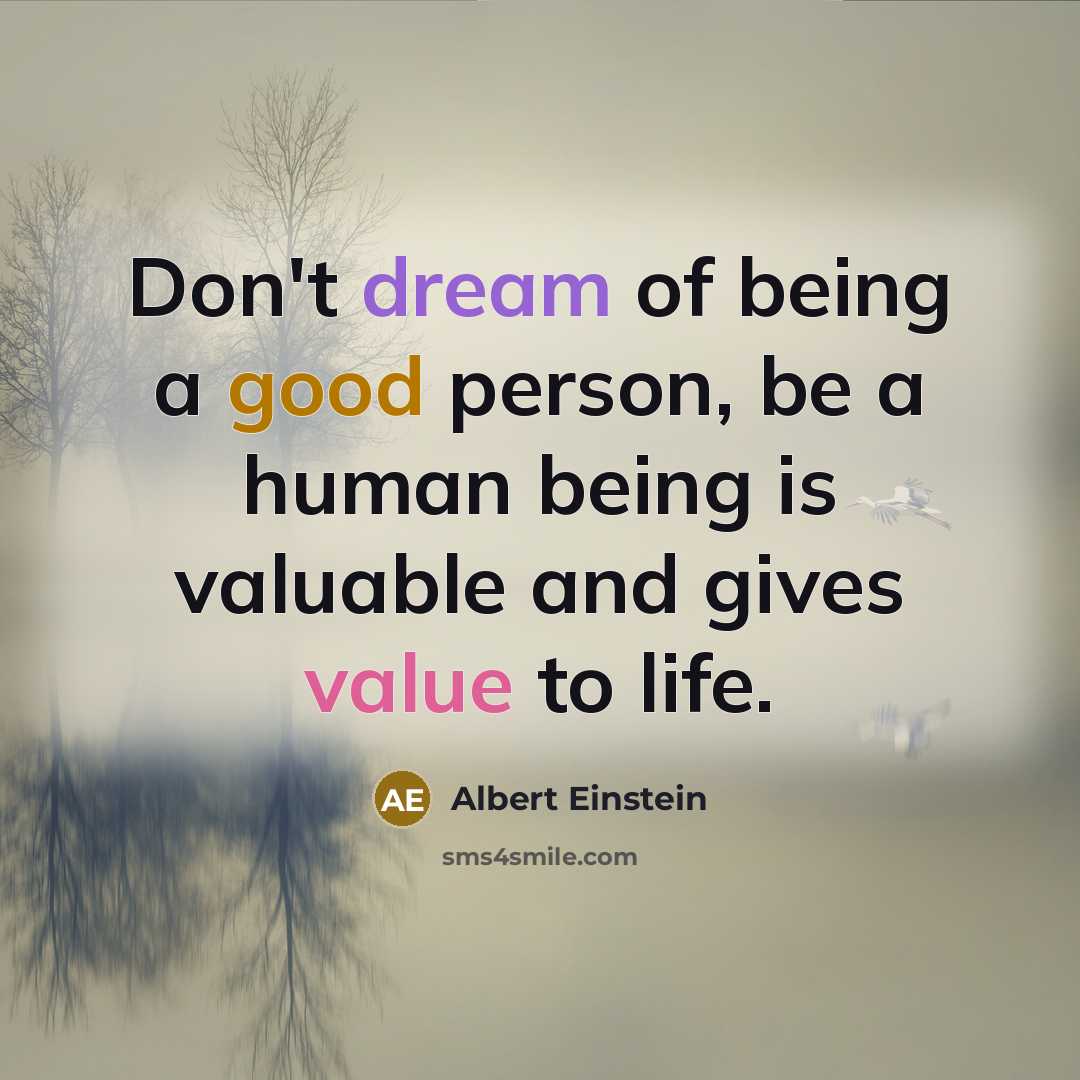 “Don't dream of being a good person, be a human…” quote by Albert Einstein