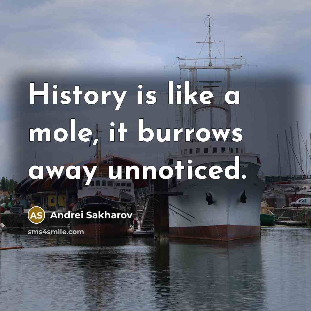 “History is like a mole, it burrows away unnoticed.…” quote by Andrei Sakharov