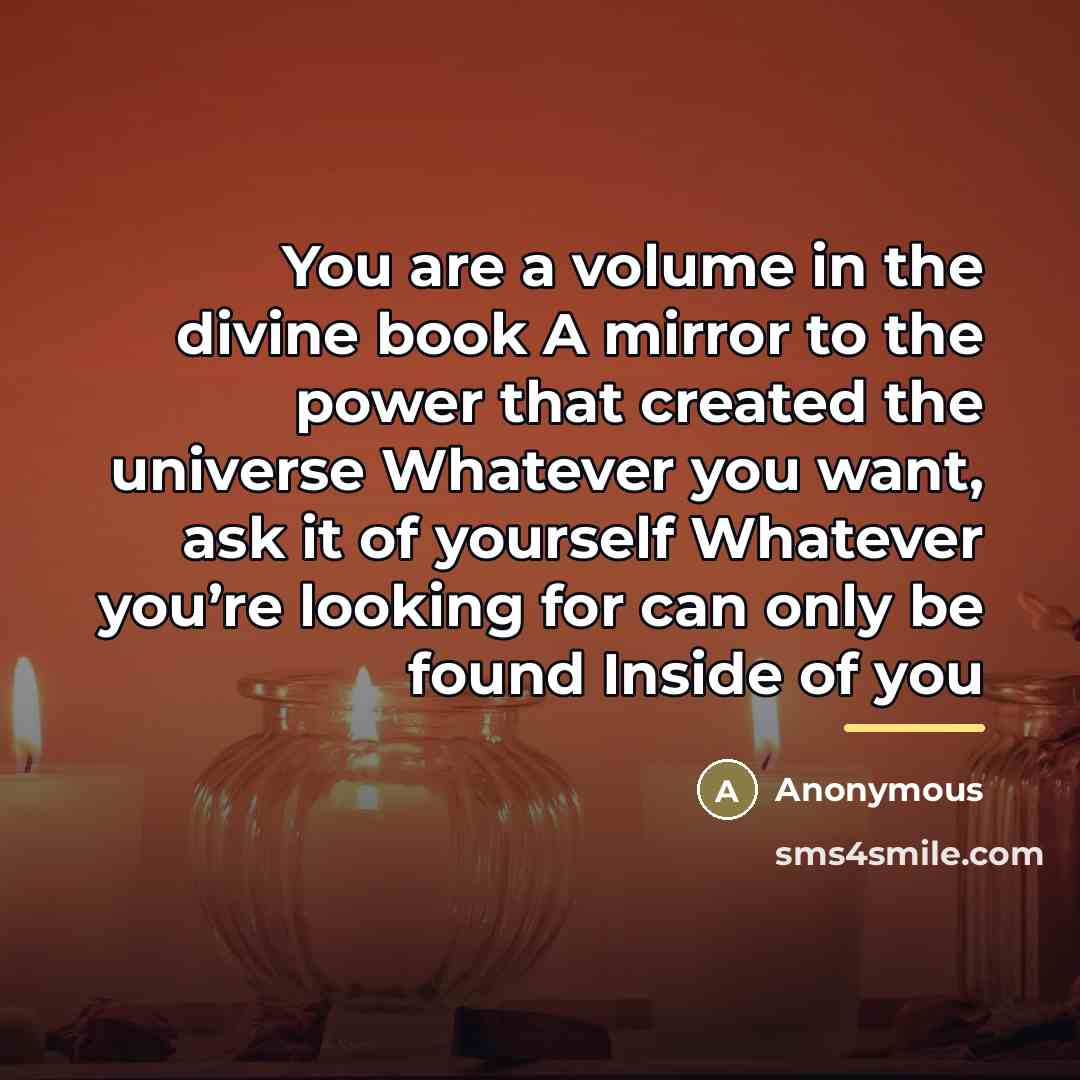 “You are a volume in the divine book A mirror…” quote by Anonymous