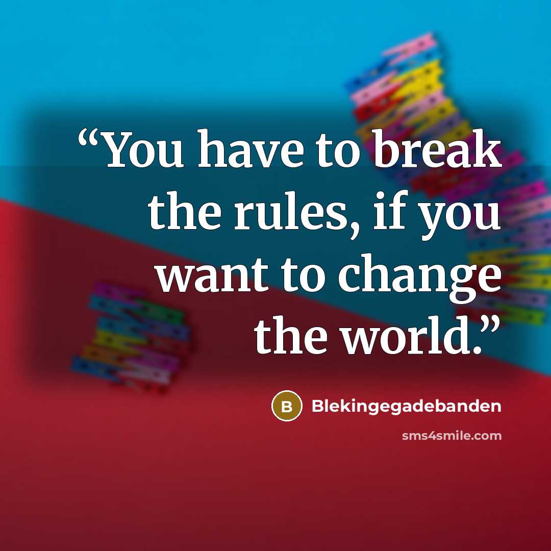 “You have to break the rules, if you want to change the world.” quote by Blekingegadebanden